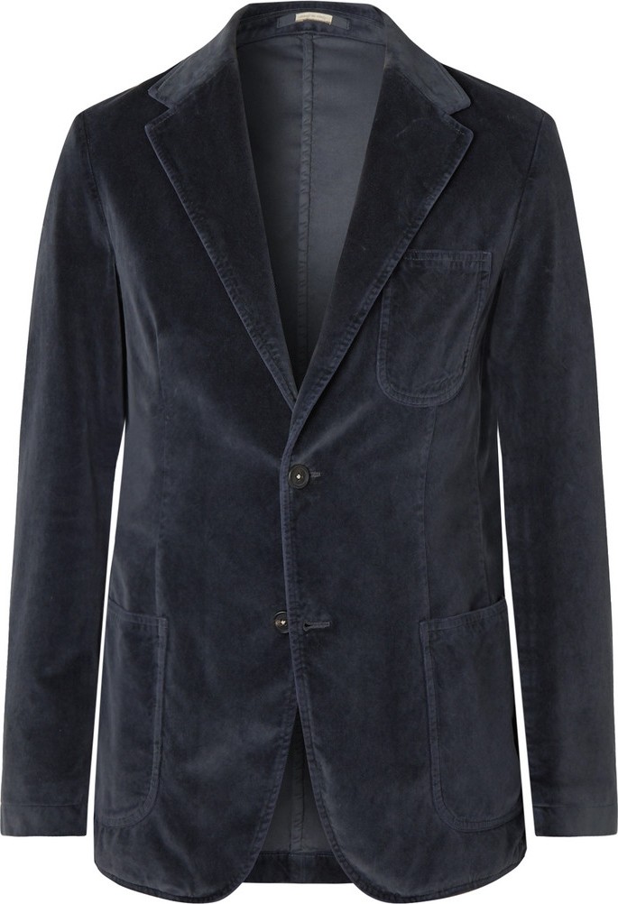 Massimo Alba Navy Slim-Fit Unstructured Cotton-Velvet Blazer