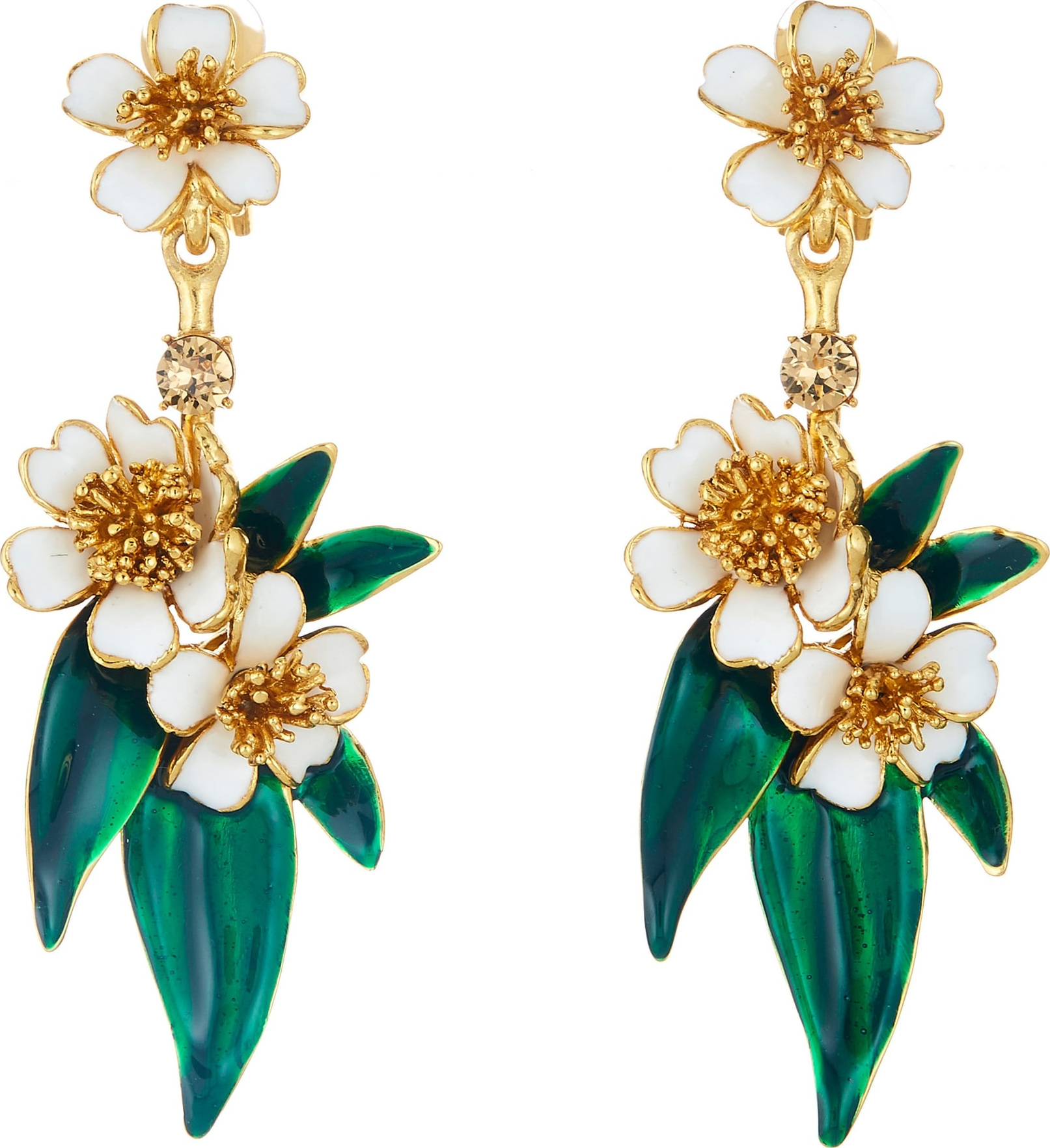 Oscar De La Renta Delicate Flower Drop Earrings