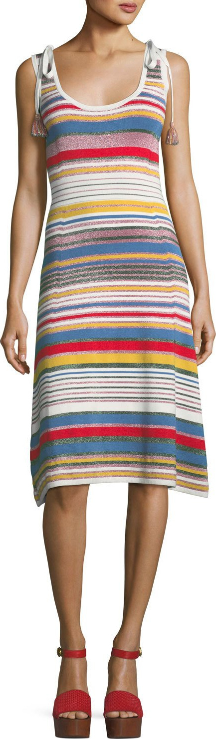 Veronica Beard Dulce Metallic Striped Dress