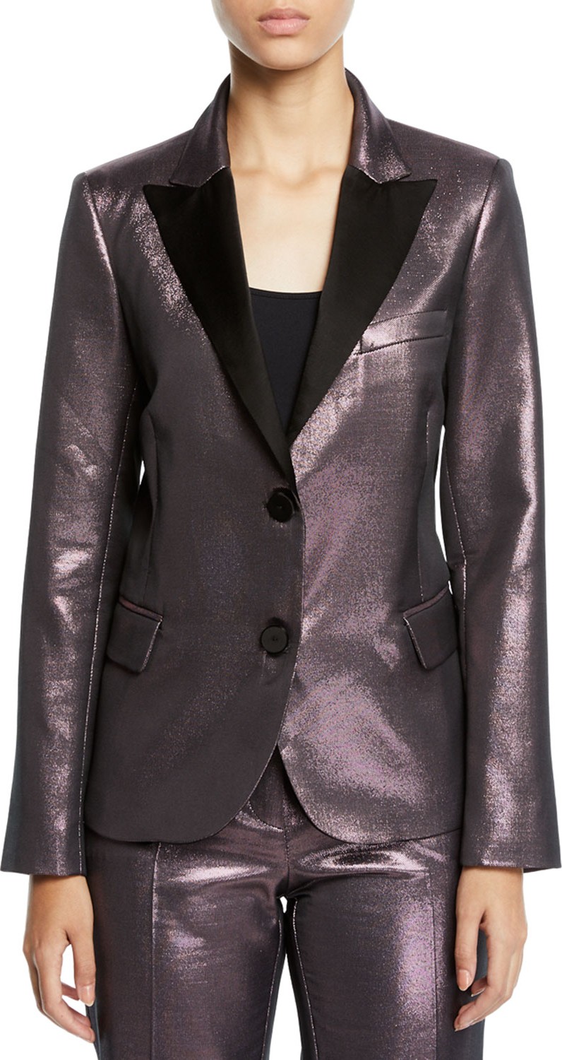 Pinko Metallic Peak-Lapel Two-Button Blazer