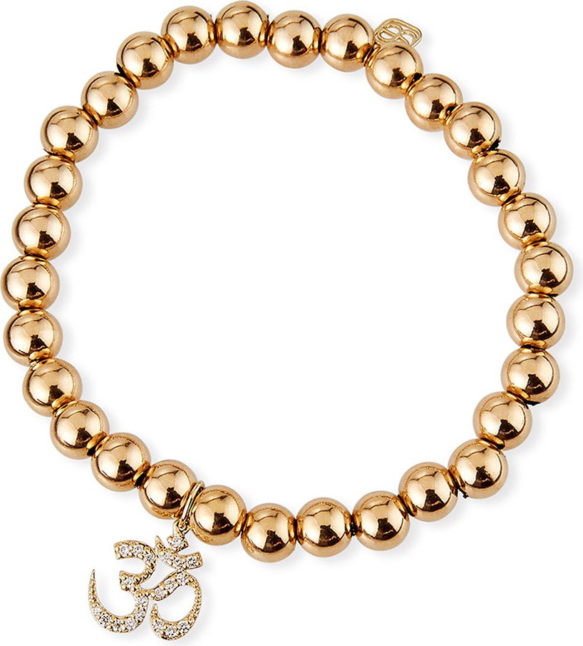 Sydney Evan 14k Gold Bead & Diamond OM Bracelet