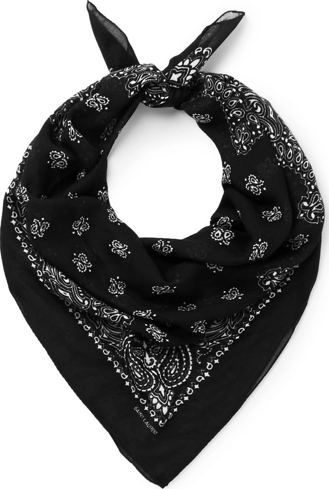 Saint Laurent Paisley-Print Wool-Voile Scarf