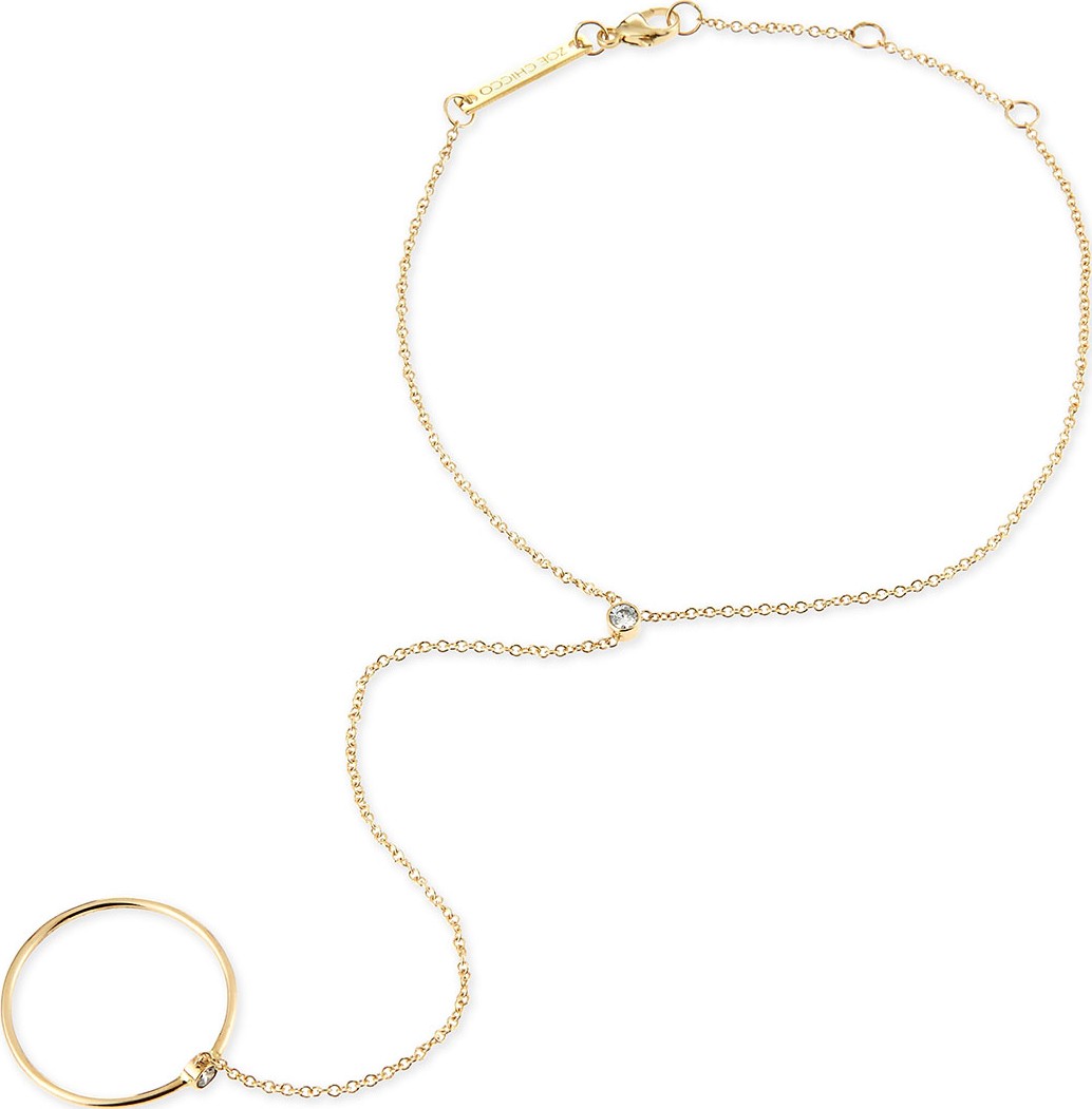Zoe Chicco 14k Yellow Gold & Round Diamond Hand Chain