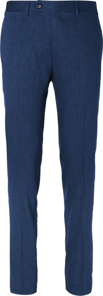 Canali Blue Kei Slim-Fit Linen and Wool-Blend Suit Trousers