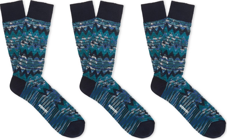 Missoni Three-Pack Cotton-Blend Jacquard Socks
