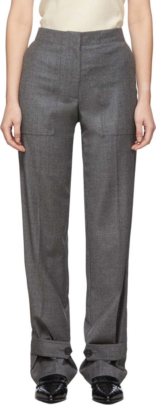Helmut Lang Grey Wool Flannel Military Trousers