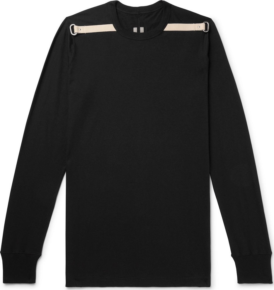 Rick Owens Canvas-Trimmed Embellished Cotton-Jersey T-Shirt