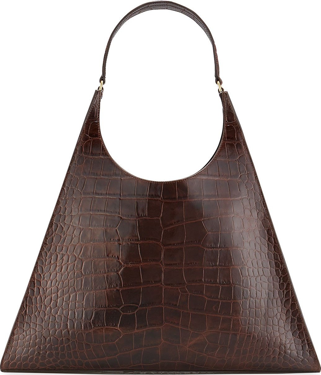 Staud Roy Large Croc-Embossed Hobo Bag