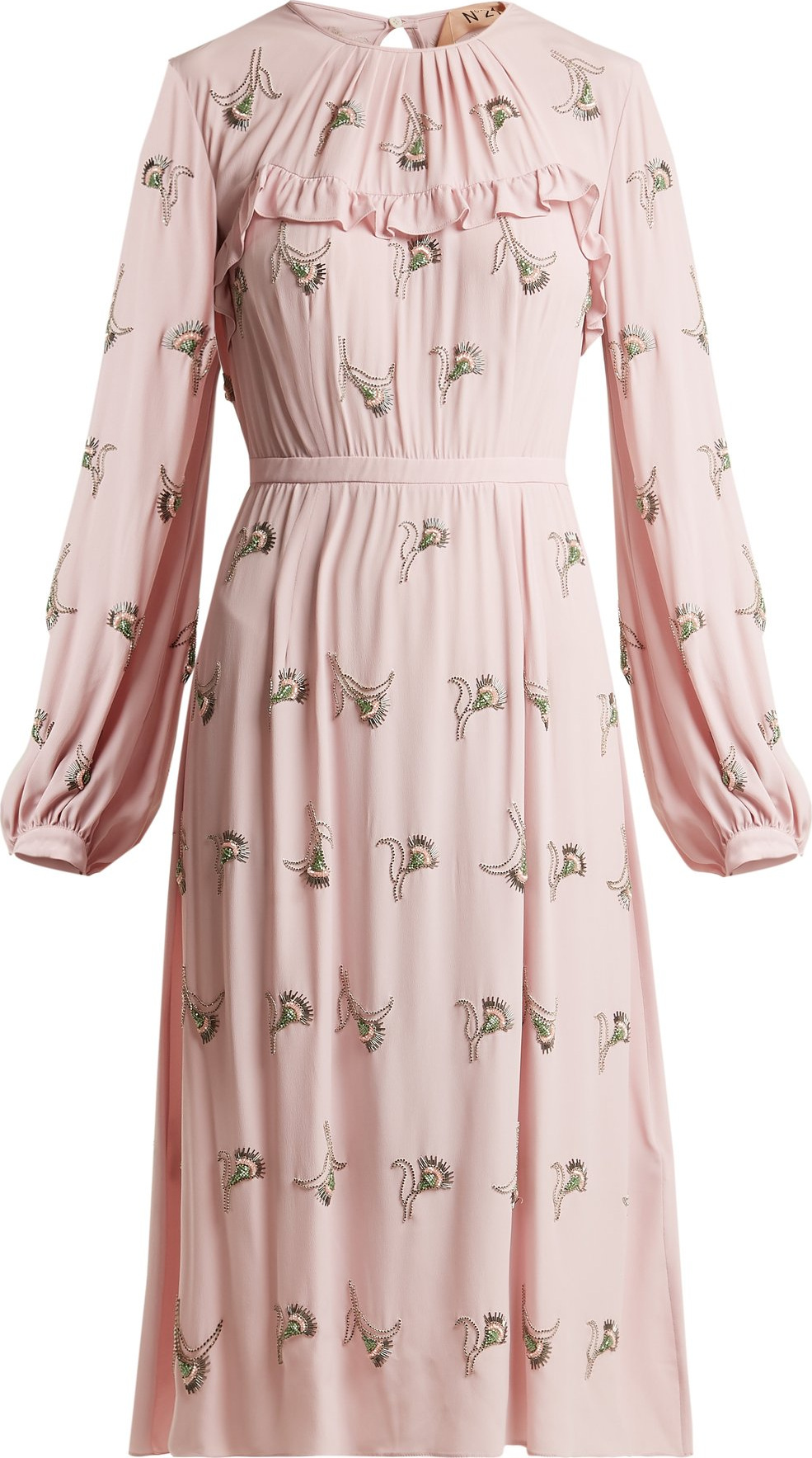 Nº21 Floral-embellished crepe dress