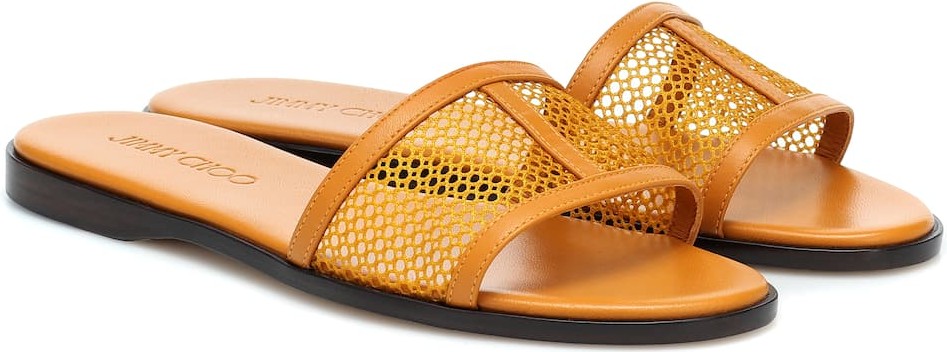 Jimmy Choo Minea leather and mesh slides