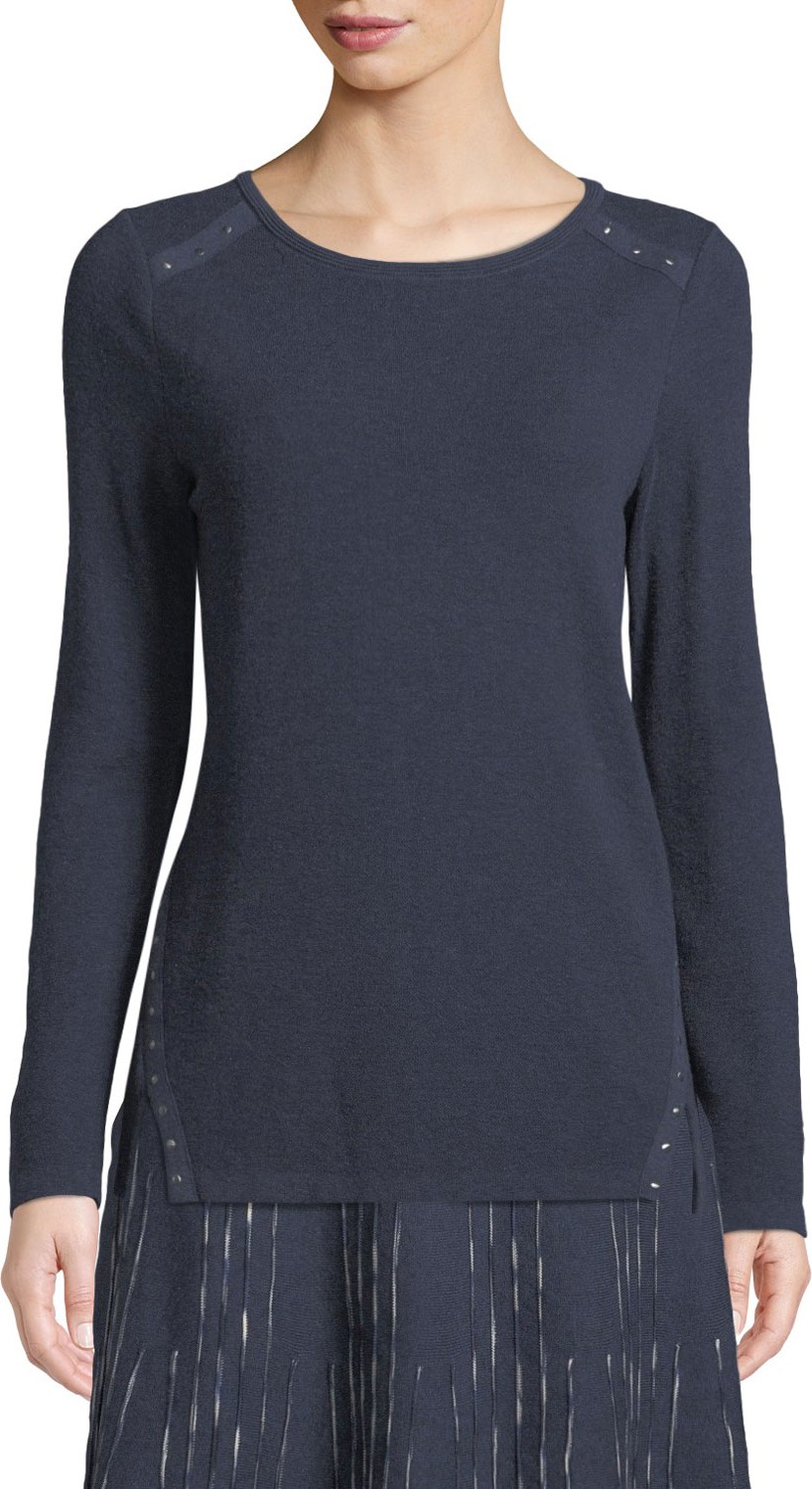 NIC+ZOE Long-Sleeve Stud-Trim Top
