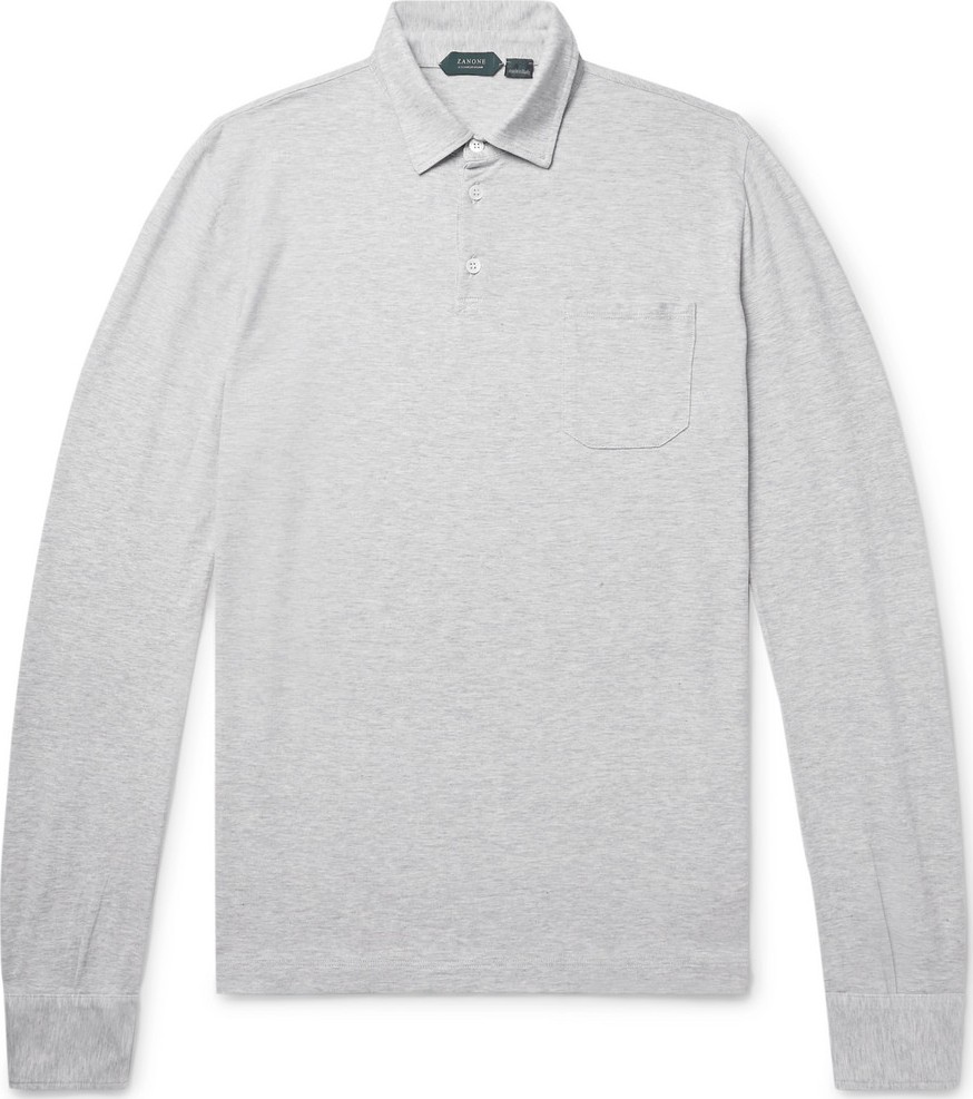 Incotex Slim-Fit Mélange Cotton-Jersey Polo Shirt