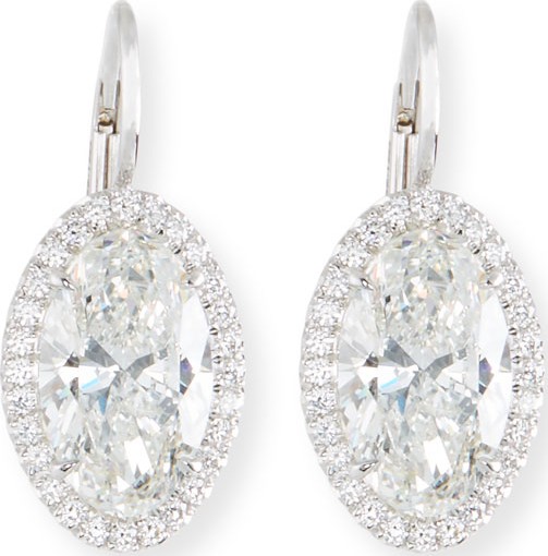 Rahaminov Oval-Cut Diamond Drop Earrings in 18K White Gold