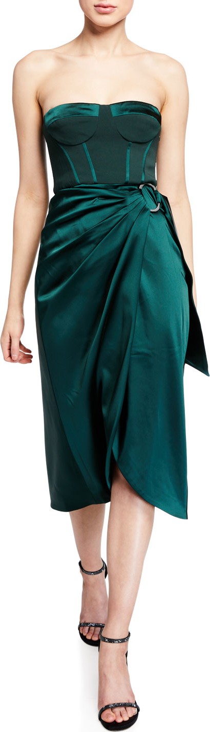 Jonathan Simkhai Crepe Satin Combo Bustier Cocktail Dress