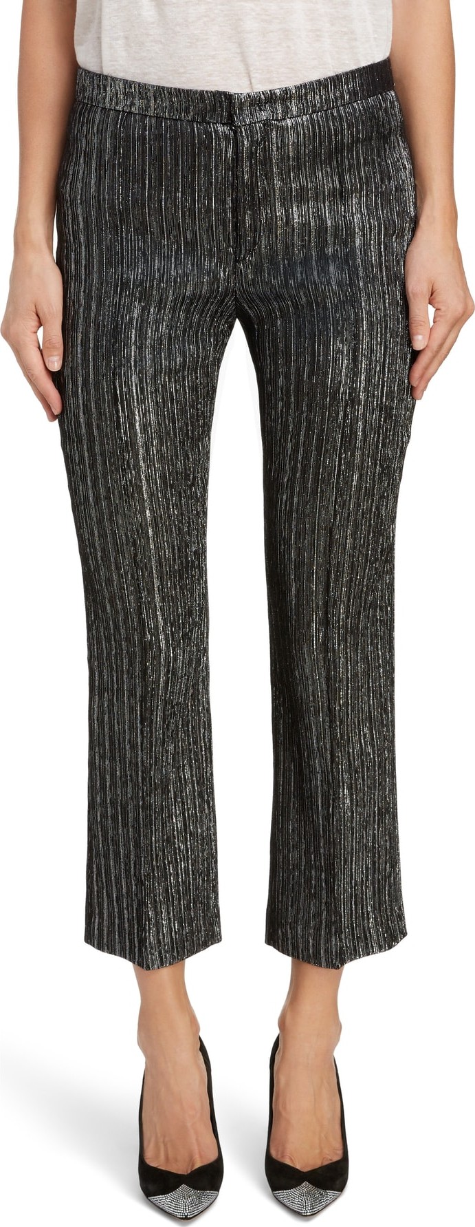 Isabel Marant Straight Leg Lamé Ankle Pants