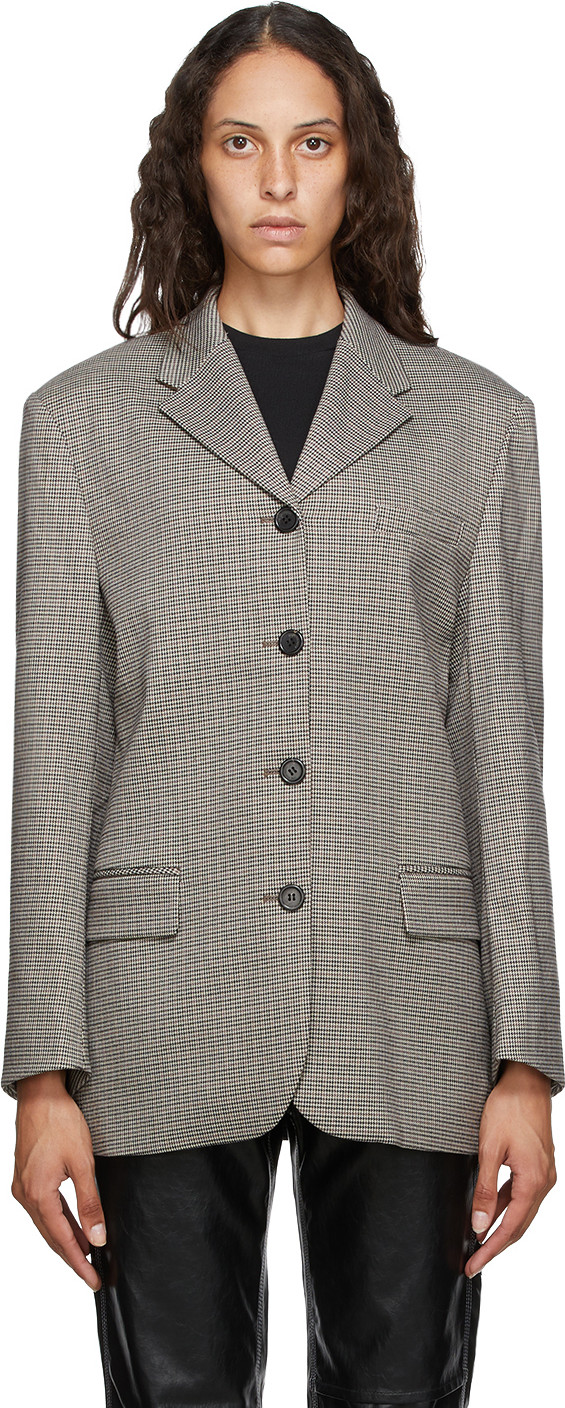 Andersson Bell - Brown & Black Houndstooth Four-Button Blazer