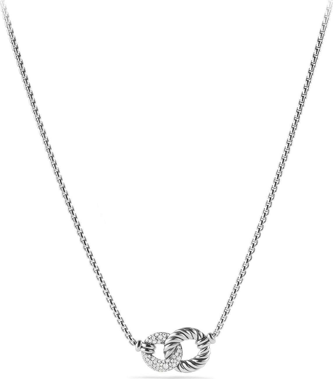 David Yurman Belmont Double Link Necklace with Diamonds