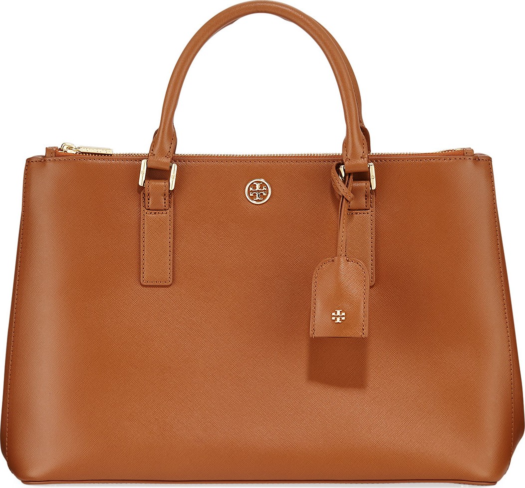 Tory Burch Robinson Double-Zip Saffiano Tote Bag