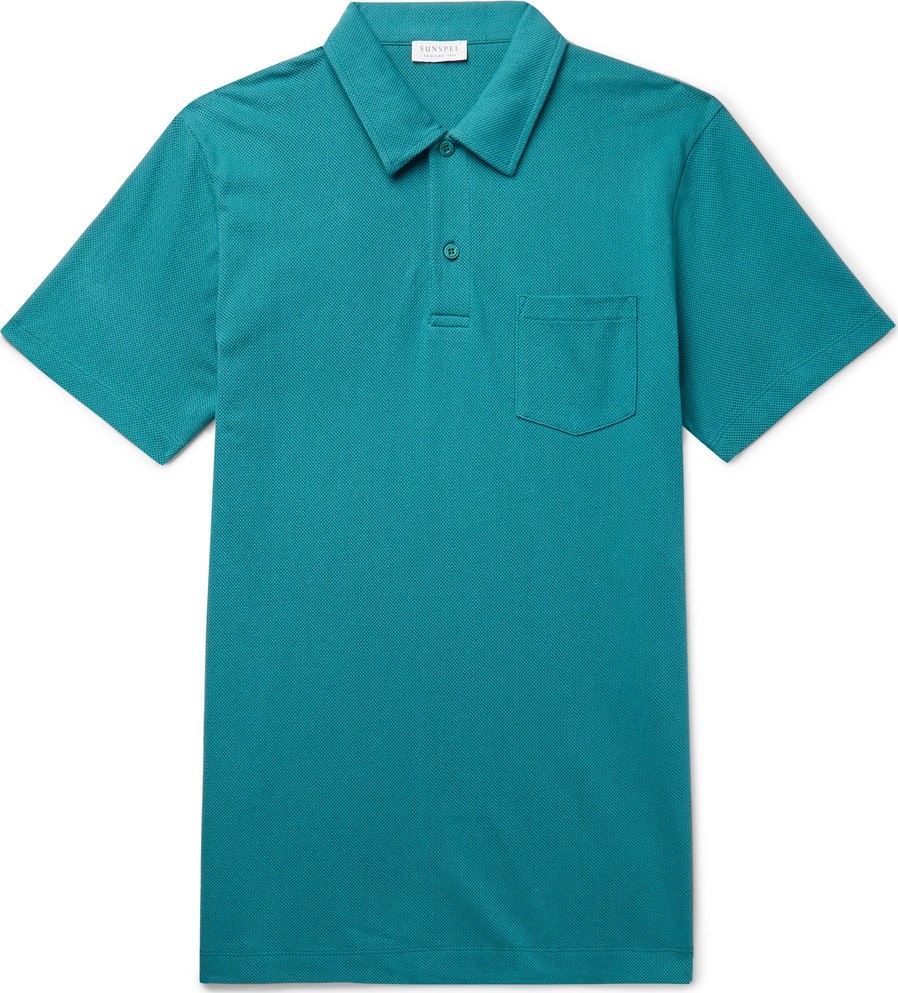 Sunspel Riviera Slim-Fit Cotton-Mesh Polo Shirt