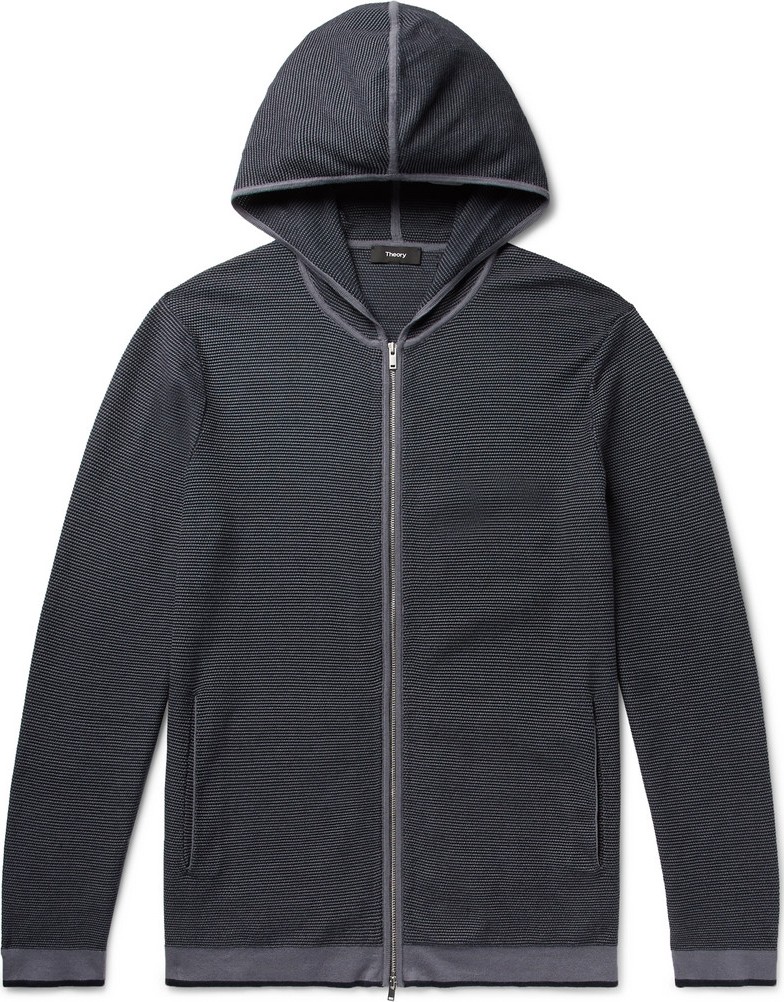 Theory Braghe Textured Cotton-Blend Zip-Up Hoodie