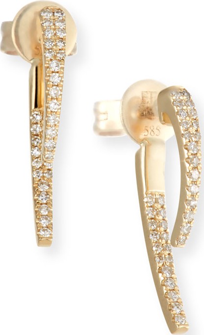 EF Collection 14k Gold Diamond Hook Earrings