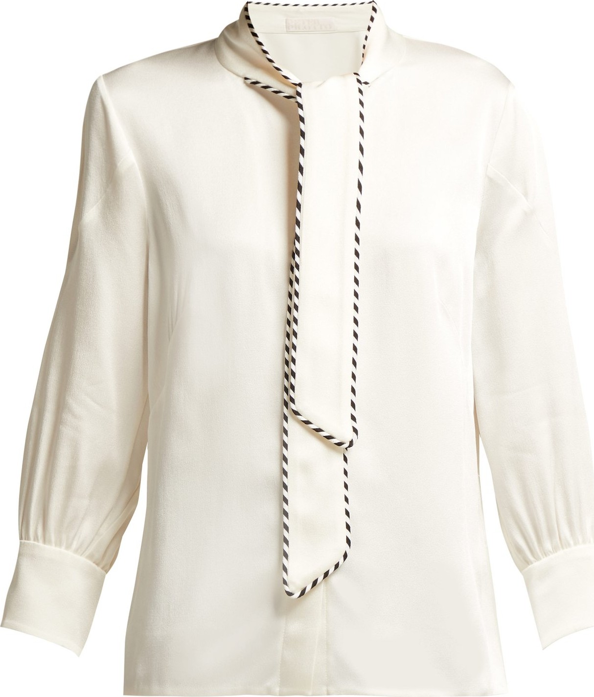 Peter Pilotto Tie-neck grosgrain-trimmed satin blouse