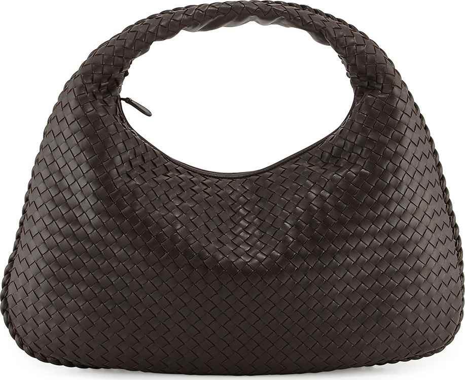 Bottega Veneta Intrecciato Woven Large Hobo Bag, Dark Brown