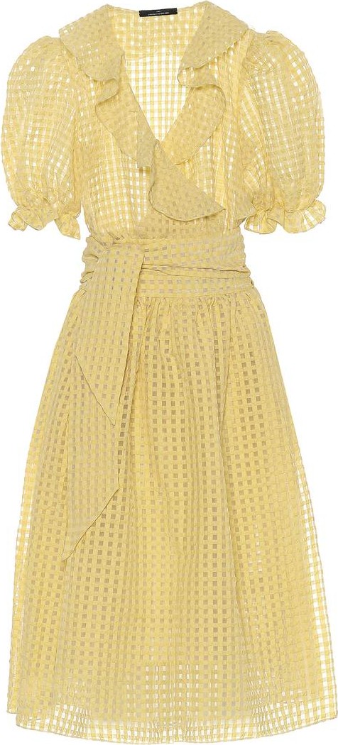 Rokh Checked cotton-blend midi dress