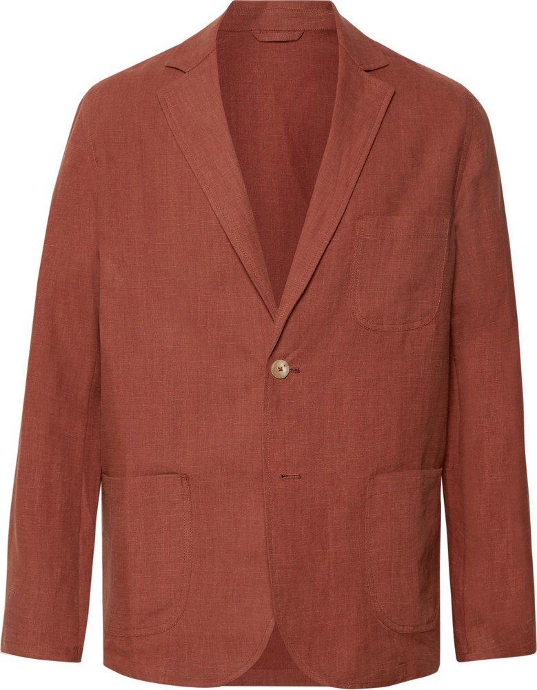 De Bonne Facture Brick Brushed-Linen Suit Jacket