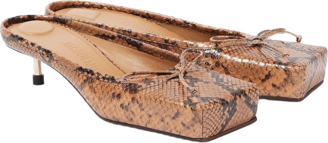 Jacquemus - Les Mules Basses snake-effect leather mules