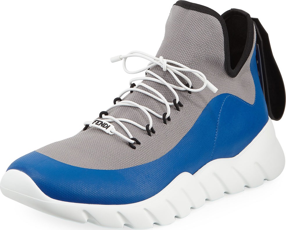 Fendi Men's Vocabulary High-Top Scuba Sneakers