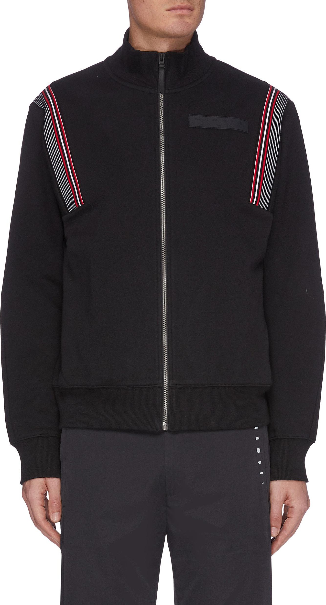 Particle Fever Stand collar shoulder stripe zip jacket