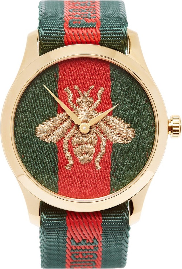 Gucci G-timeless Web stripe & gold PVD watch
