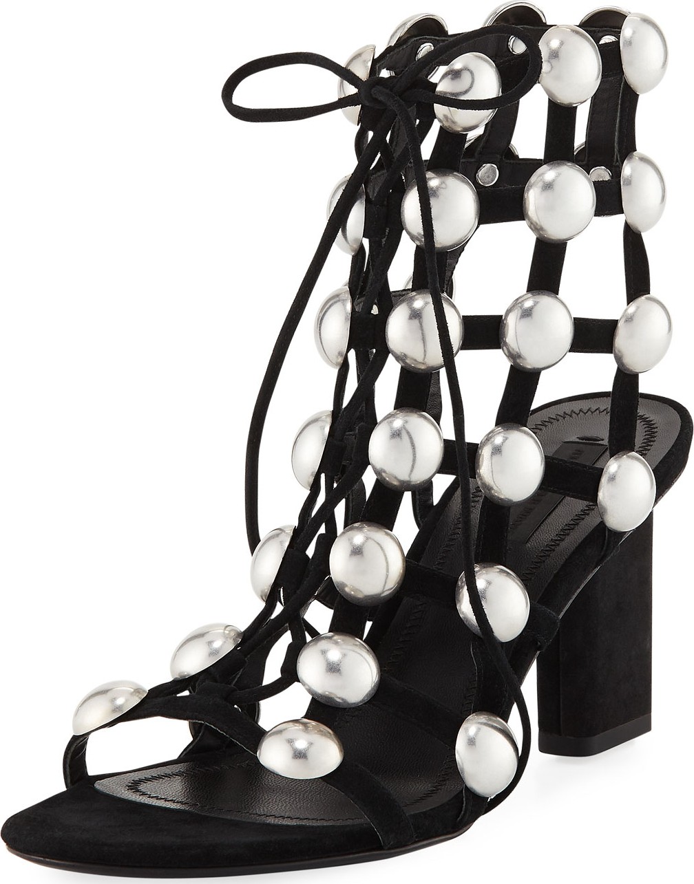 Alexander Wang Rainy Caged Studded Ankle-Tie Sandal