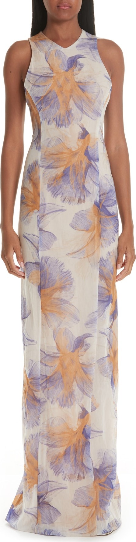 Galvan Abstract Floral Print Gown