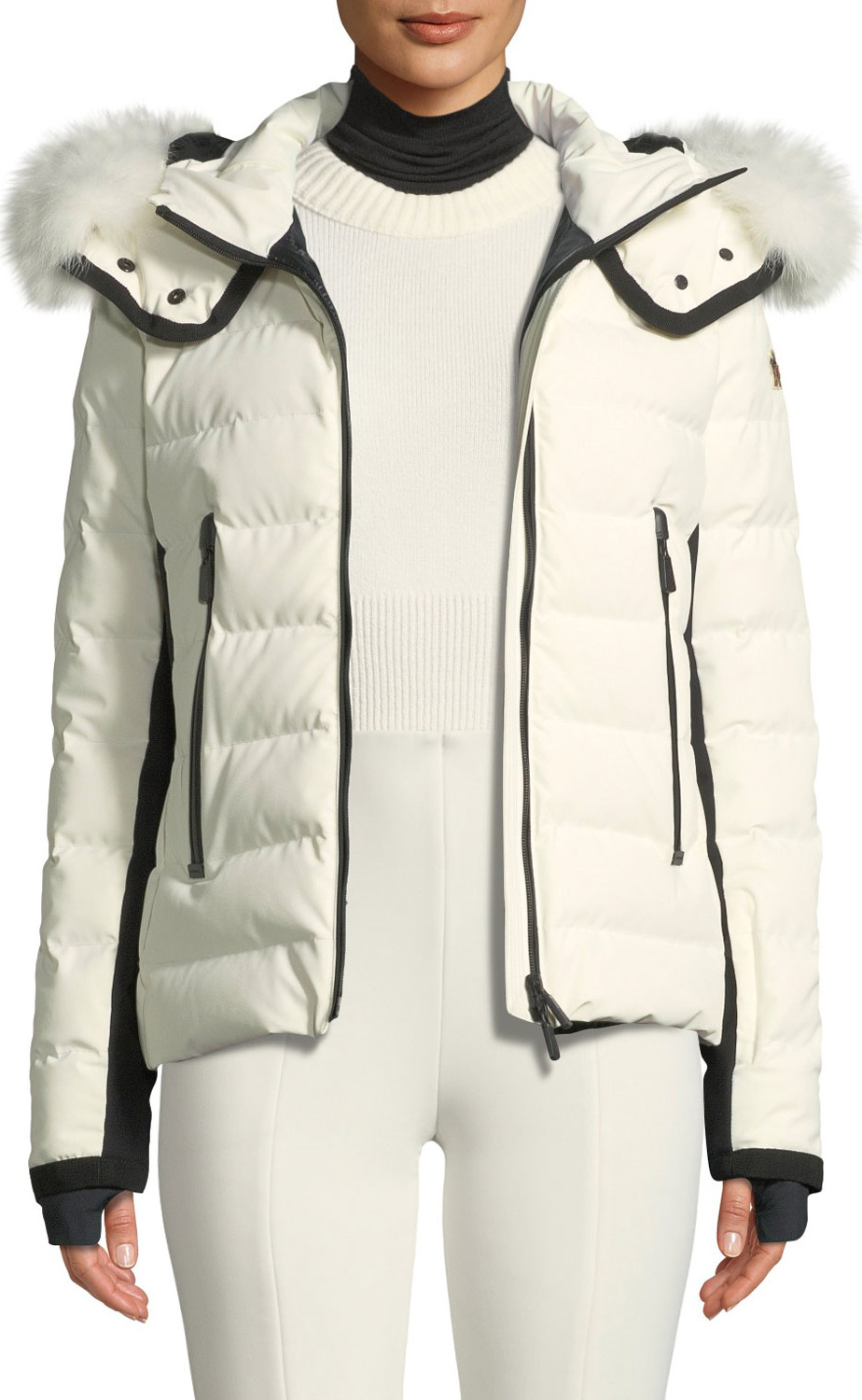 Moncler Lamoura Hooded Puffer Jacket w/ Removable Fur Trim