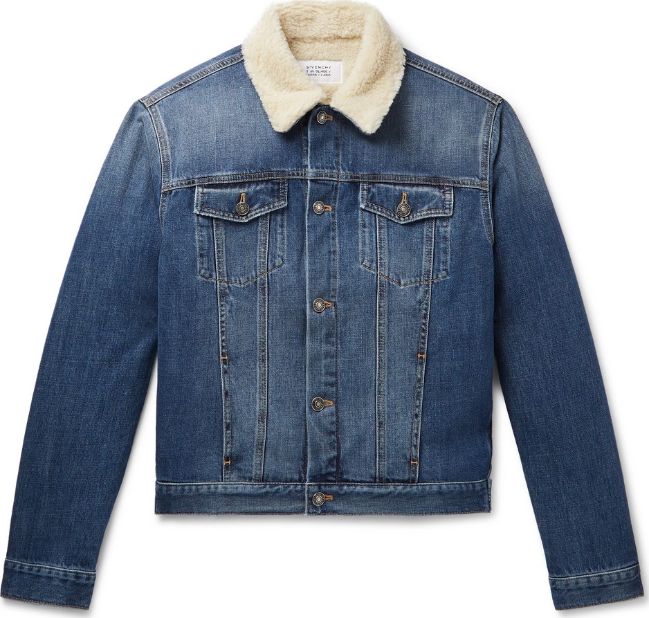 Givenchy Slim-Fit Shearling-Trimmed Denim Jacket