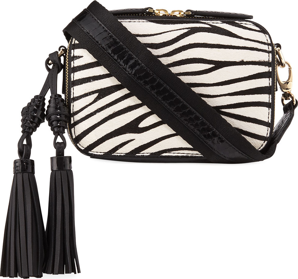 Rafe Sophie Snakeskin & Zebra Calf-Hair Crossbody Camera Bag