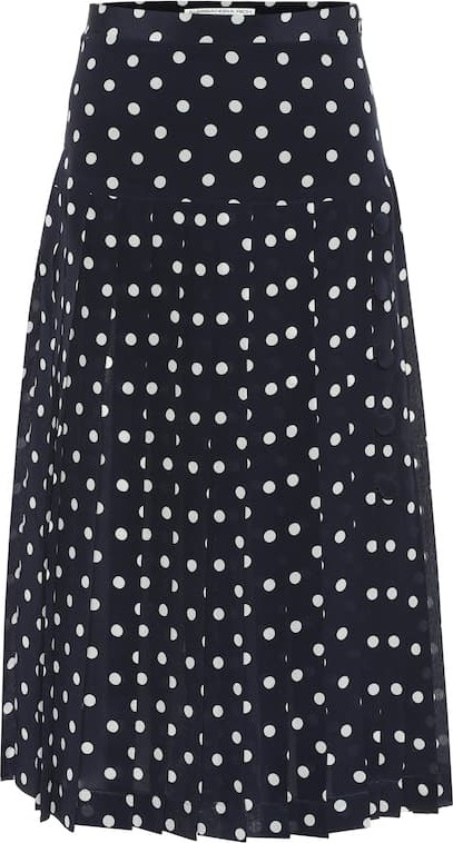 Alessandra Rich Polka-dot pleated silk midi skirt