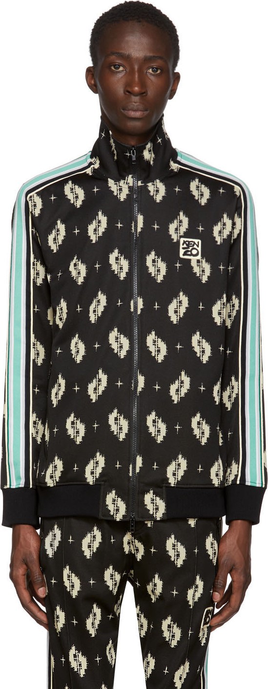 KENZO Black Ikat Jacquard Track Jacket
