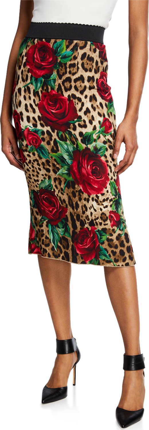 Dolce & Gabbana Rose & Leopard Tube Skirt