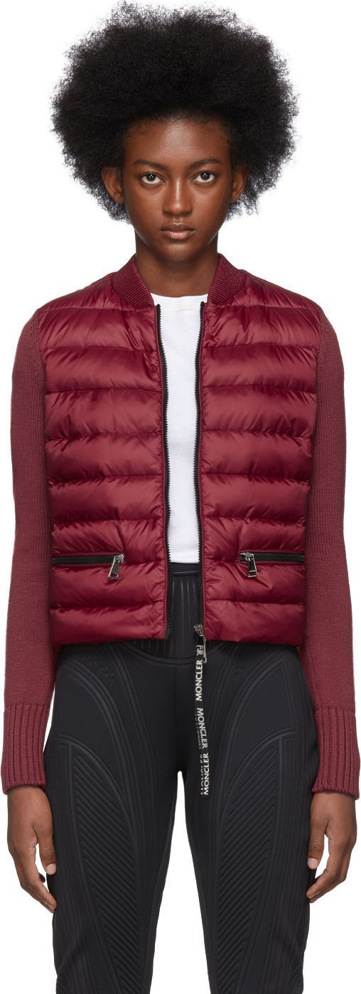 Moncler Red Down Knit Jacket