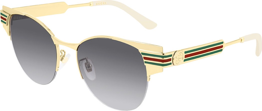 Gucci Semi-Rimless Round Web Sunglasses