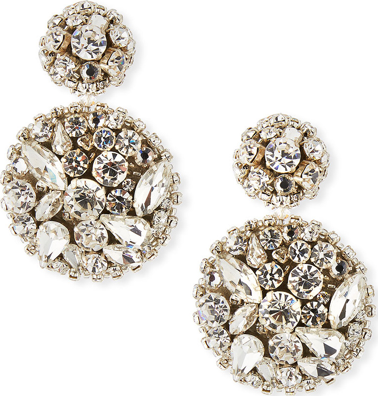 Oscar De La Renta Jeweled Disk Clip-On Earrings
