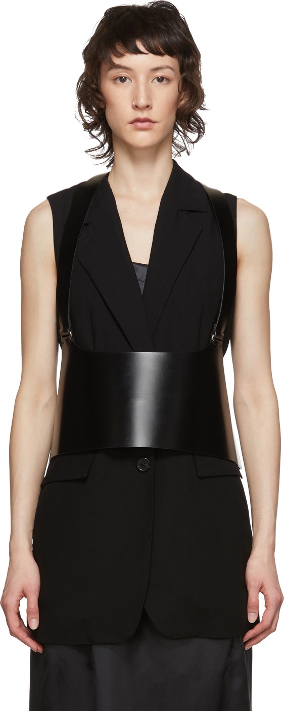 Ann Demeulemeester Black Leather Suspender Corset