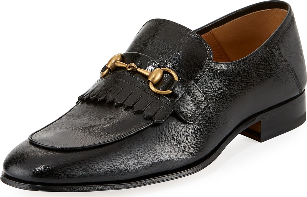 Gucci Leather Fringe Horsebit Loafer