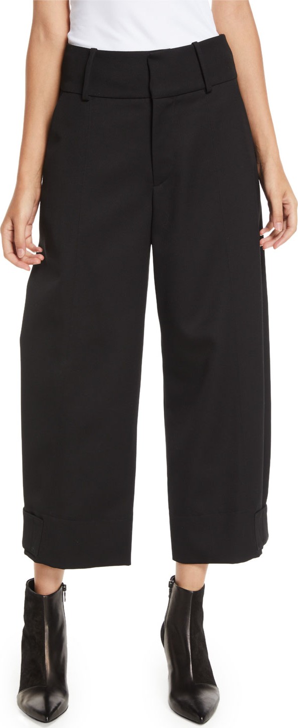 See By Chloé Cropped Wide-Leg Wool-Blend Trousers See By Chloé Cropped Wide-Leg Wool-Blend Trousers