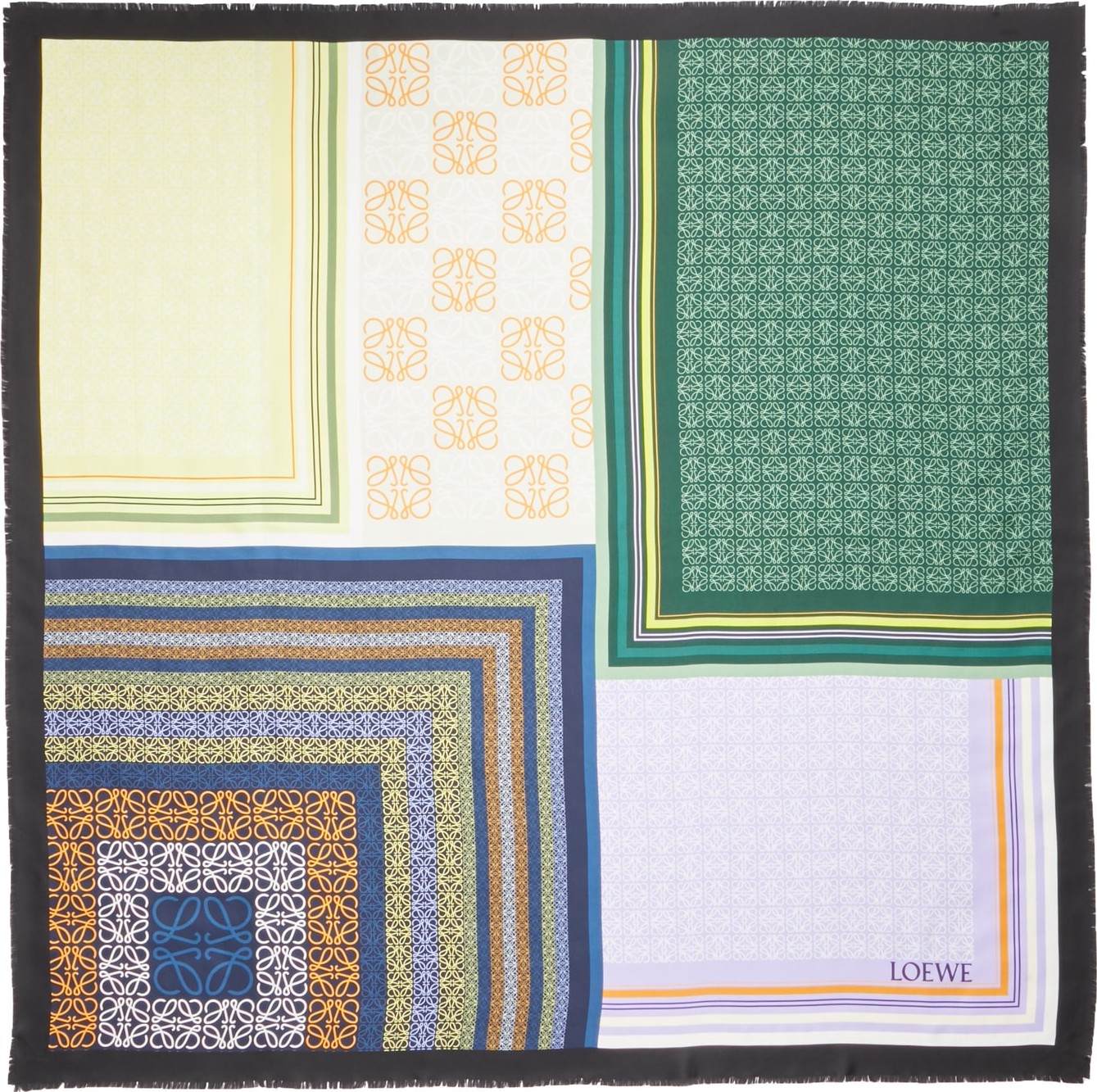 LOEWE Stripe Monogram Silk Scarf