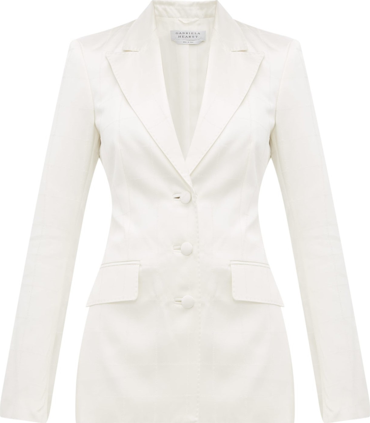 Gabriela Hearst Windowpane-check single-breasted satin blazer