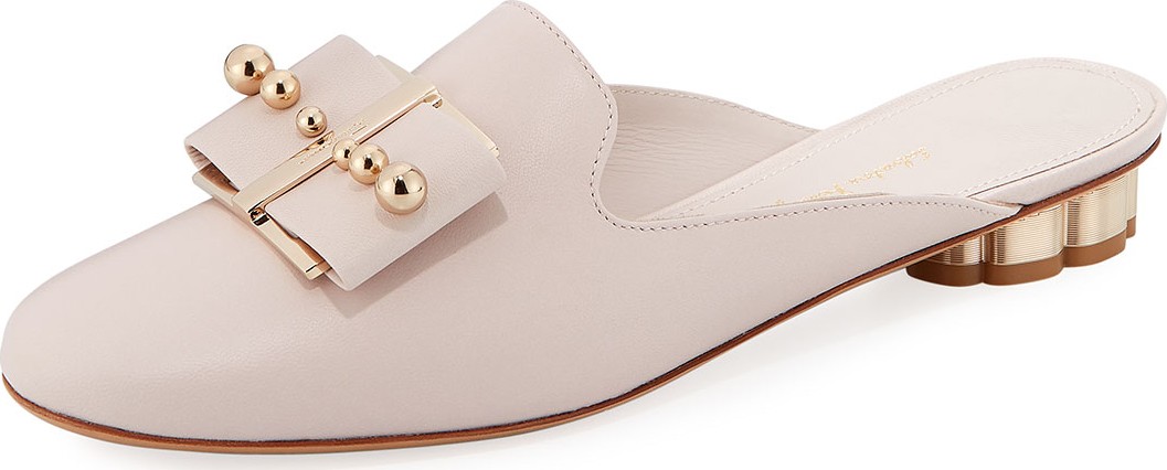 Salvatore Ferragamo Sciacca Studded Bow Mules